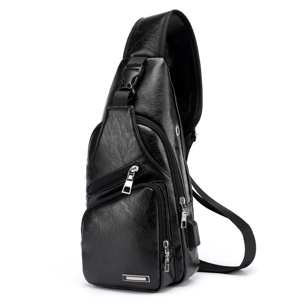 

Single Shoulder Bag Men Casual Charging Pack Multifunction Sports USB Chest Pack Outdoor Business Slanting Cross Body Bag