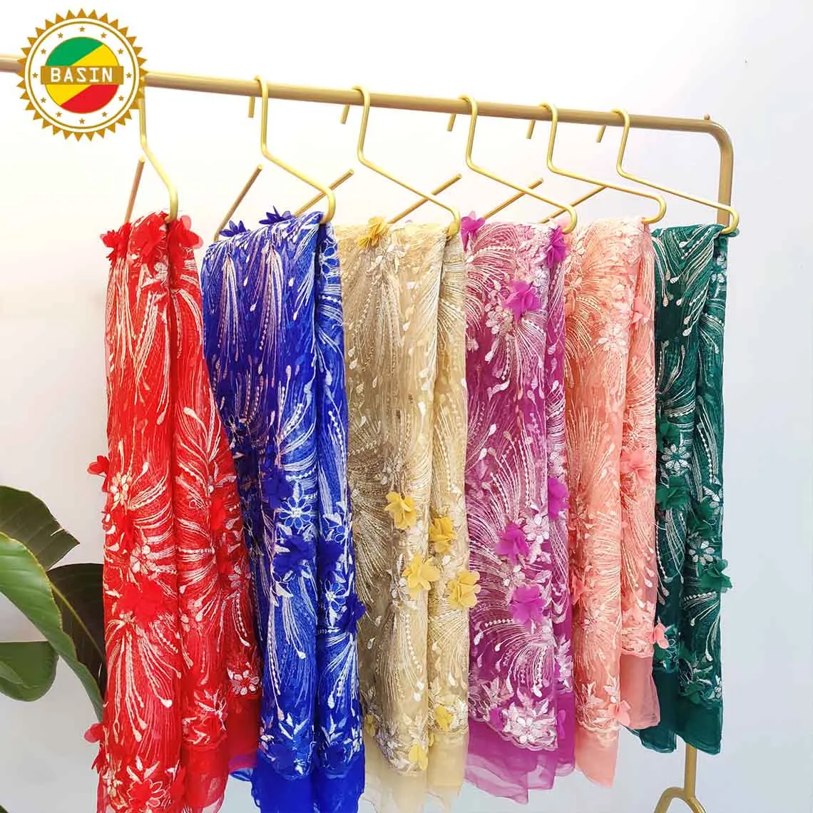 Синее корейское Сетчатое Тюлевое кружево с 3D цветочным узором для свадебных