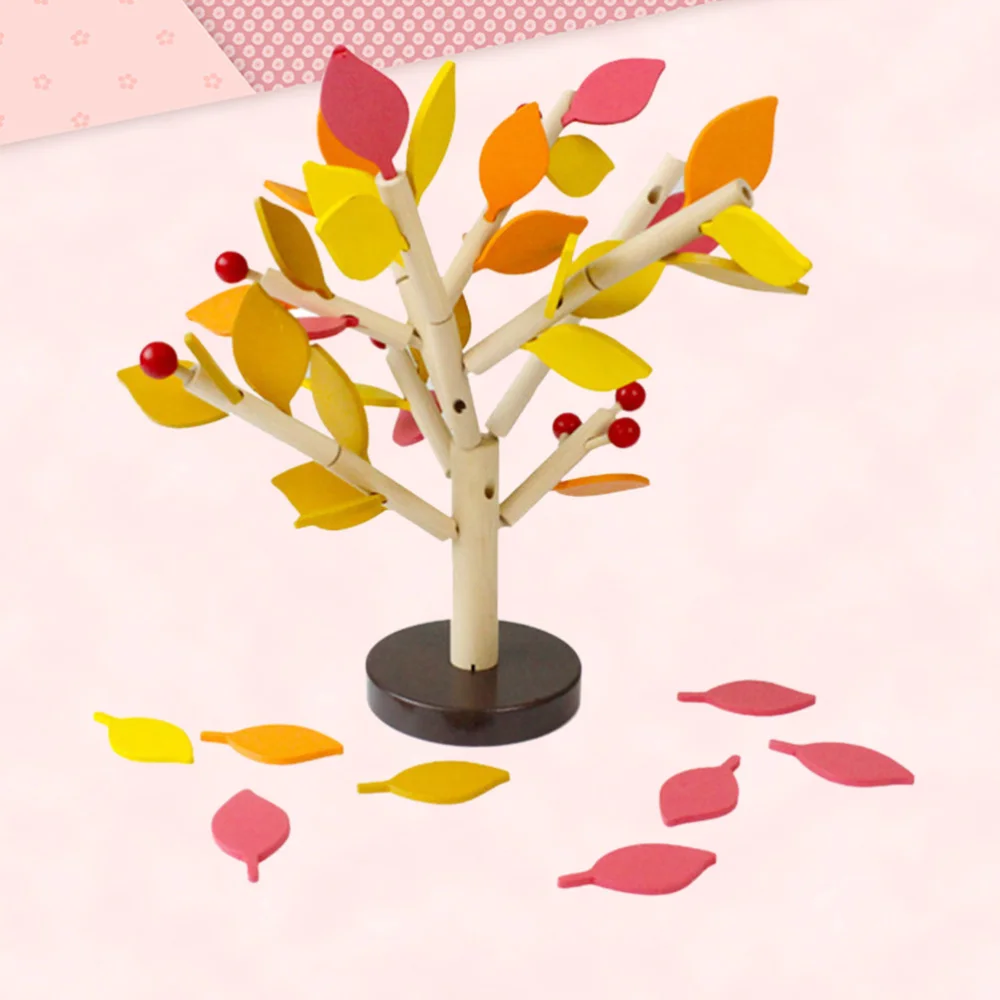 

1pc Assembled Tree Wood Green Leaves Building Montessori Wooden Toys Chopping Block Early Educational Children Learning Toy(