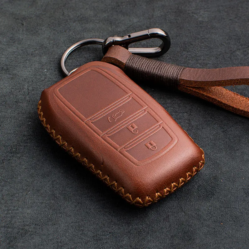 

1 PCS Genuine Leather Remote Car Key Case Cover For Toyota Chr Land Cruiser 200 Avensis Auris Corolla RAV4 Retro Key Chain Case