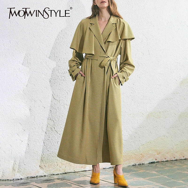 TWOTWINSTYLE Женская ветровка с бантом длинным рукавом высокой талией на шнуровке