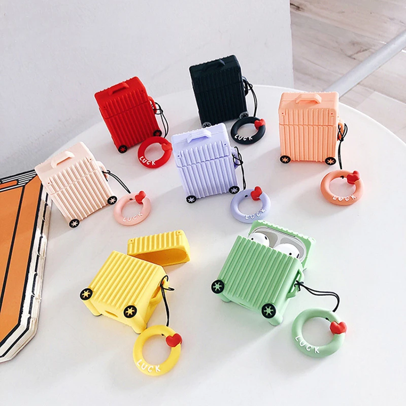 

Covers for airpods1/2 protective sleeve airpod case storage box luggage case apple air pods 2 silicone soft shell with keychai