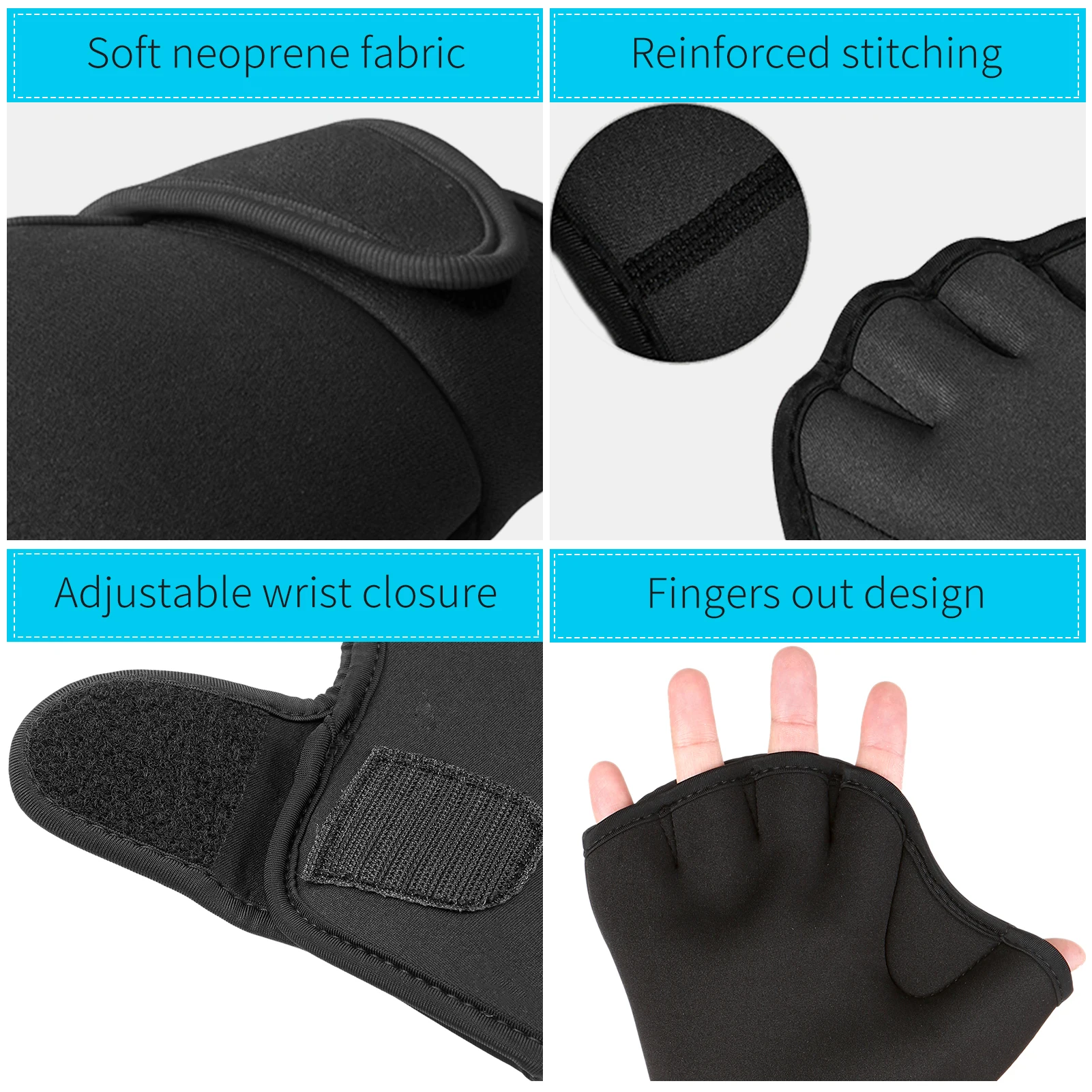 

Neoprene Swimming Gloves Webbed Water Resistance Training Glove with Adjustable Wrist Strap Diving Swim Training Mittens