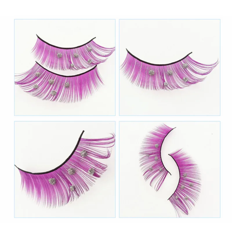 

color glitter diamond eyelashes false eye lashes party cosplay halloween long thick natural dance false lashes faux mink hair