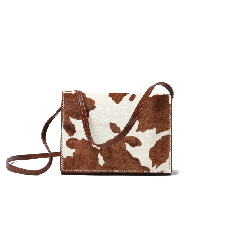 

Bags for Women fashionable Cow bun Retro horsehair small square bag fashionable Messenger bag One shoulder handbag