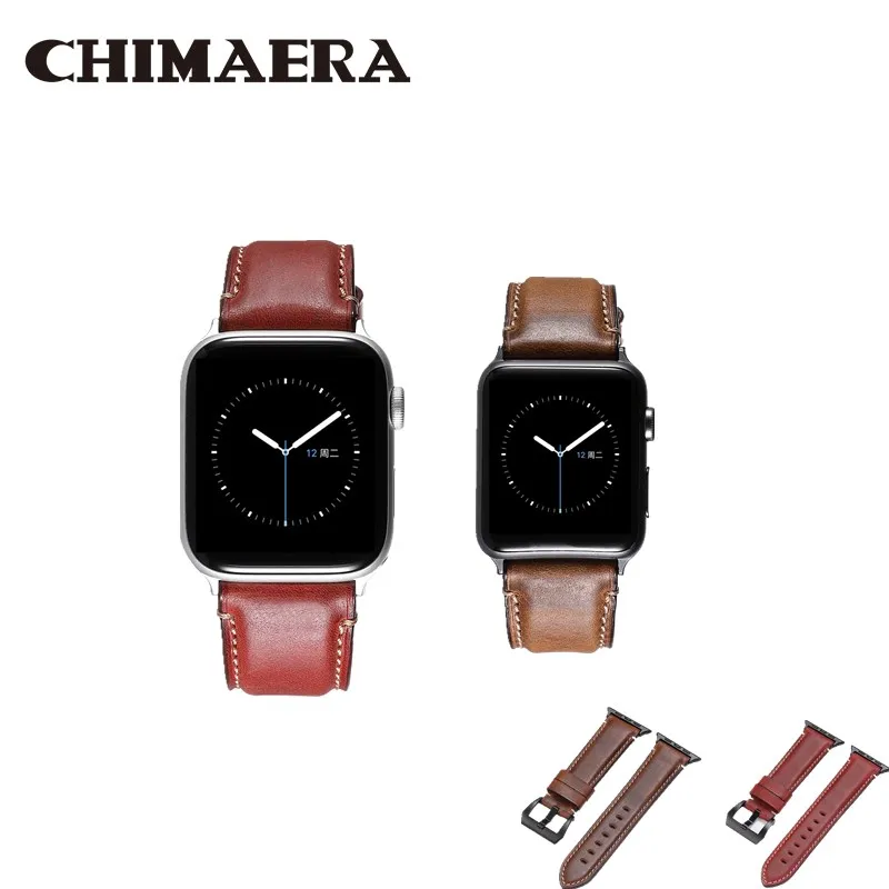 Ремешки для часов CHIMAERAMAIKES из натуральной кожи ремешок Apple watch Band 42 мм 38 серия 4 1 iwatch