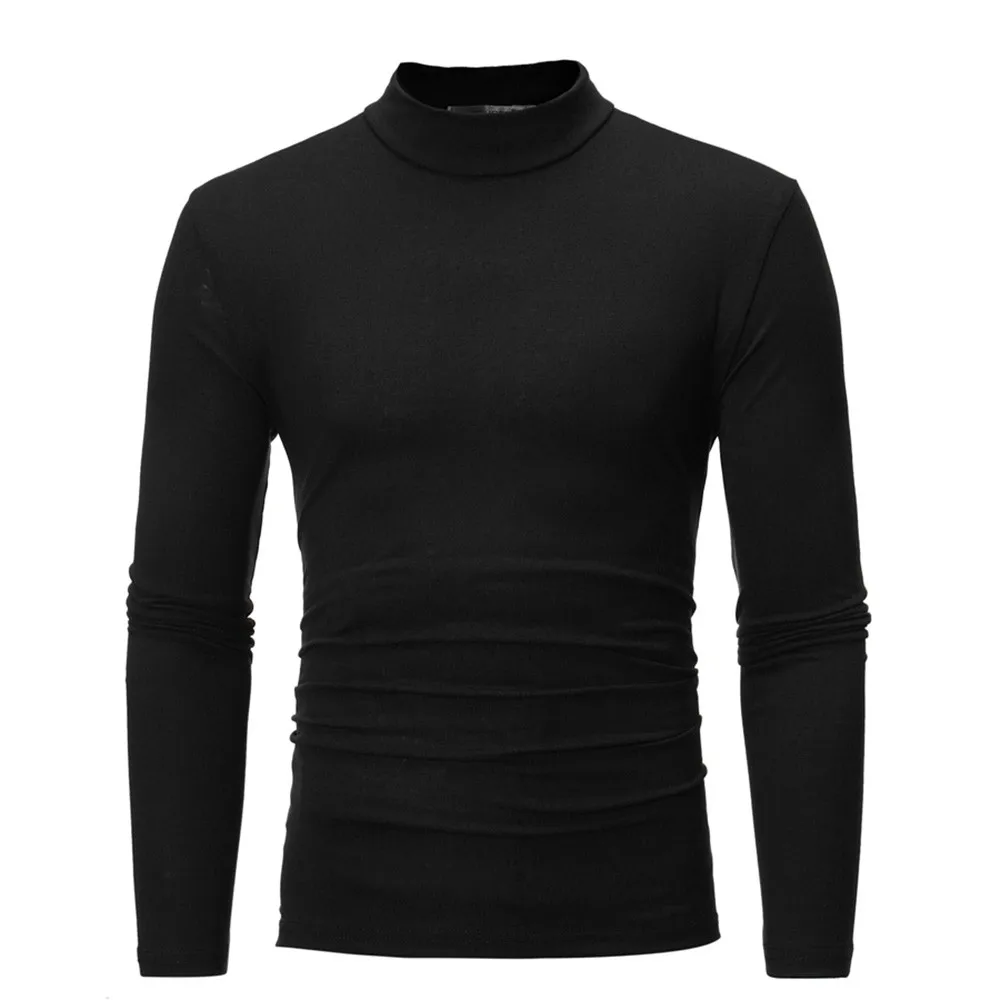 Men's Thermal Blouse T-shirts Winter Warm Tops Soft Mock Neck Basic Plain Shirt Pullover Long Sleeve Underwear Thin Undershirt