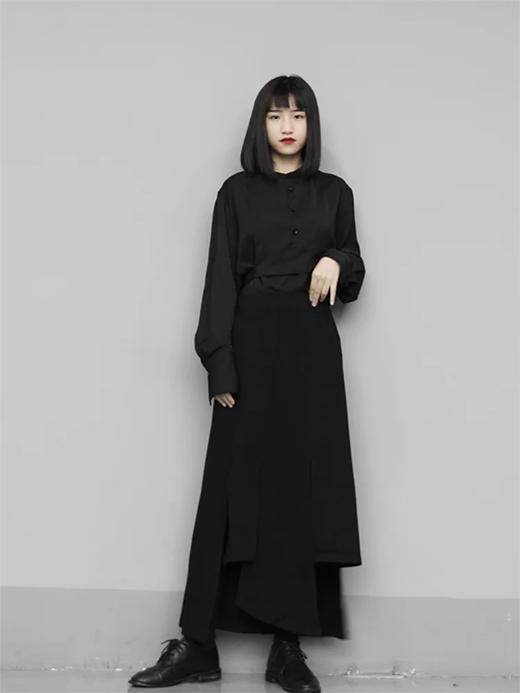 Женская Юбка-миди средней длины однотонная короткая юбка с разрезом спереди и