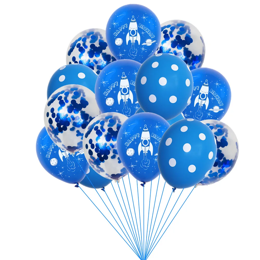Космонавты и ракеты латексные воздушные шары с солнечной системой конфетти