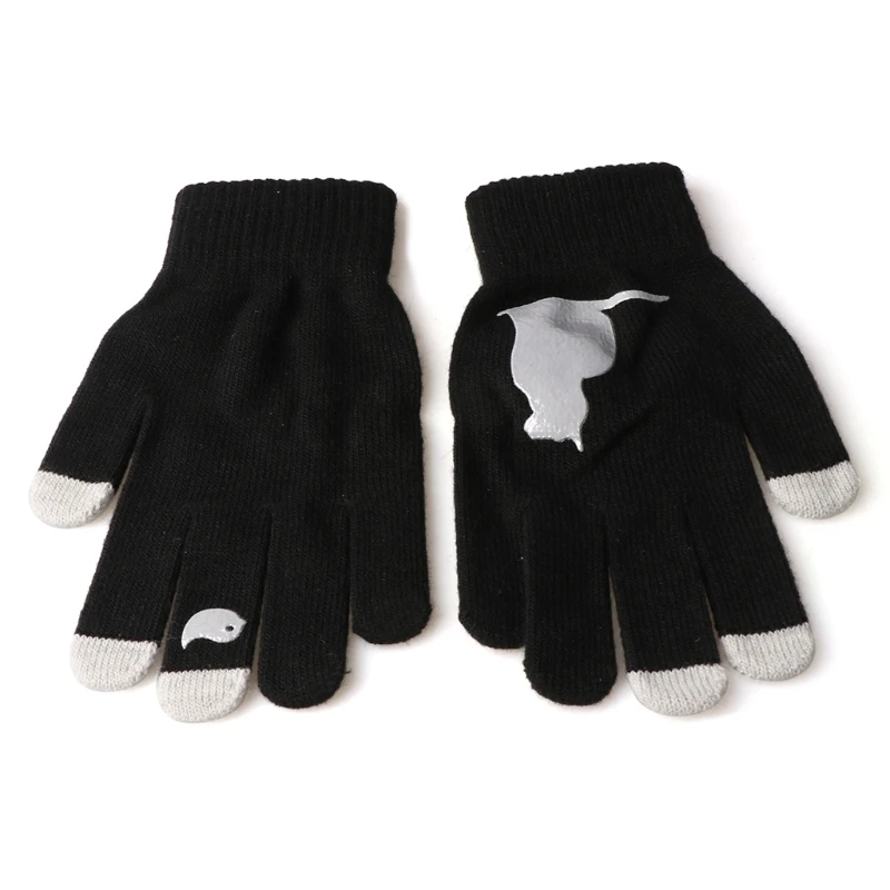 

Womens Winter Knitted Touchscreen Gloves Funny Creative Cartoon Cat Bird Irregular Patchwork Palm Outdoor Warm Mittens