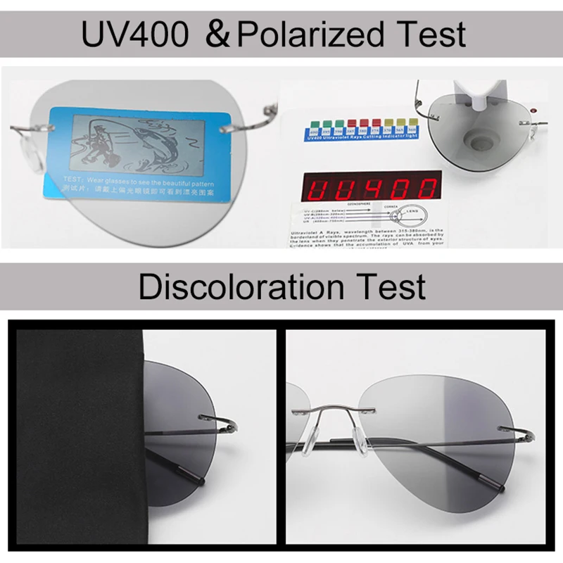 Мужские и женские фотохромные очки LS JOHN ультралегкие солнцезащитные из титана с