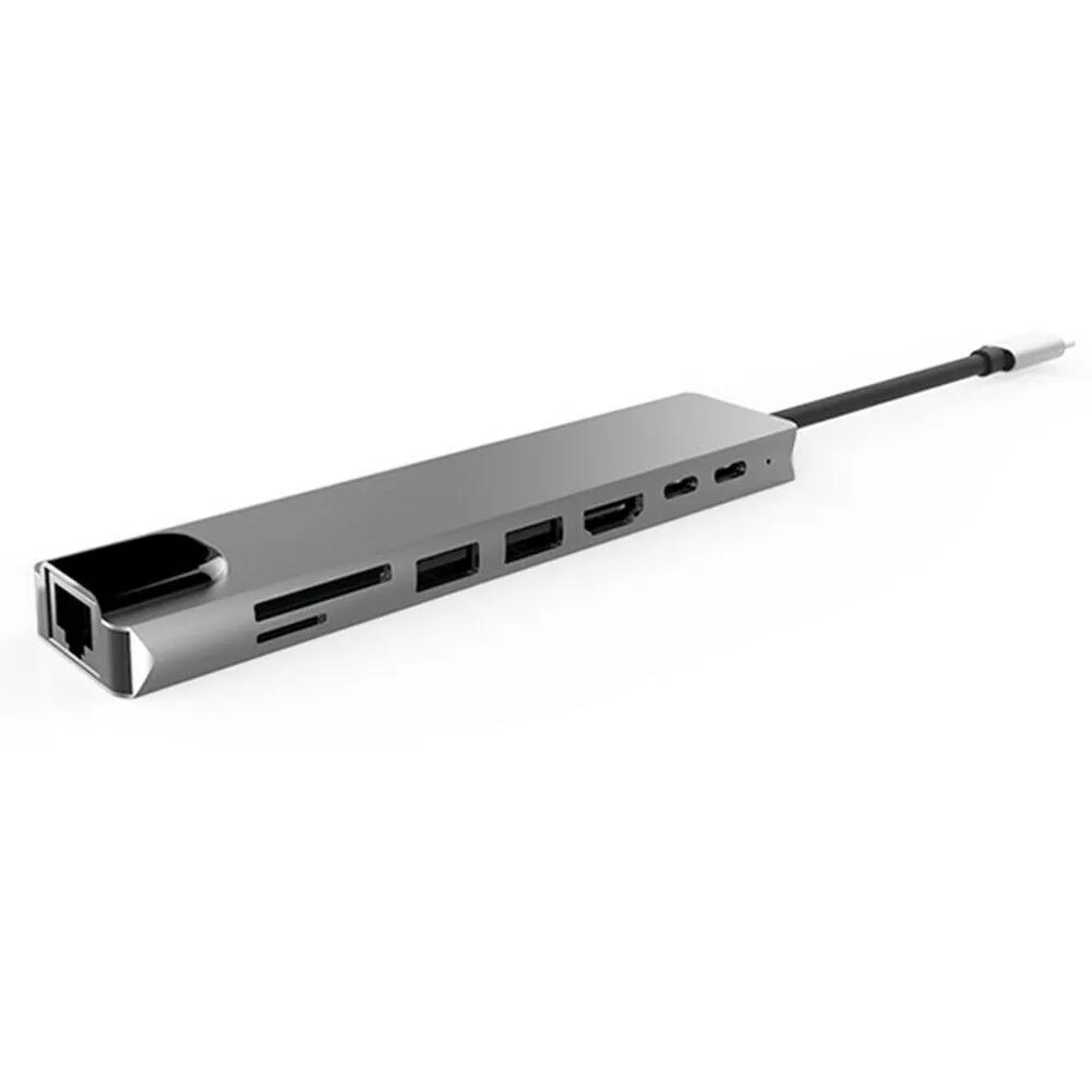 Алюминиевый сплав 8 в 1 USB-C концентратор Type-C многопортовый кардридер адаптер 4K HDMI