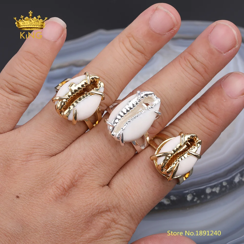 5 шт. регулируемые кольца Cowrie ювелирные изделия натуральное кольцо ракушки