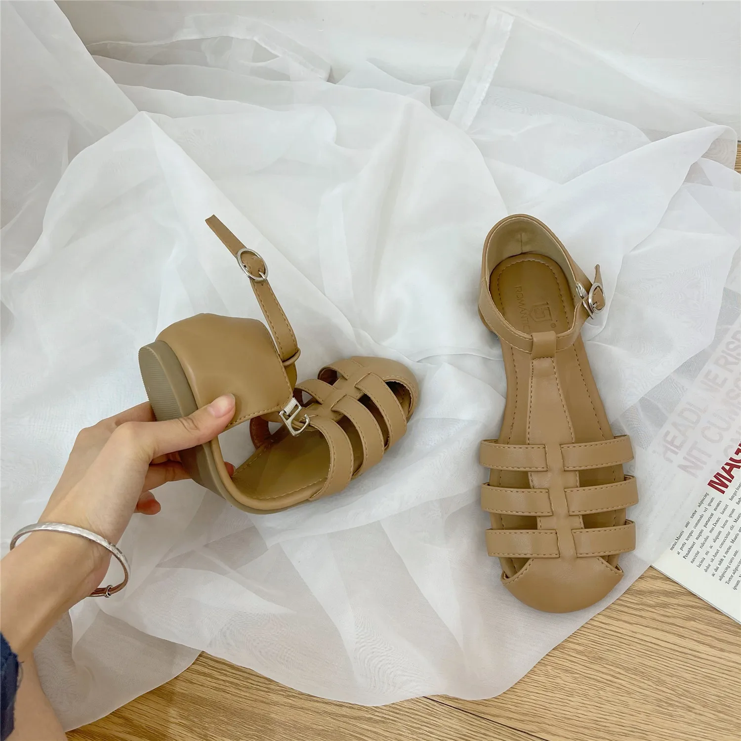 

Comfort Shoes for Women Sandals Elastic Band Suit Female Beige Clear Heels 2021 Summer All-Match Breathable Low Slip-on Black Cl