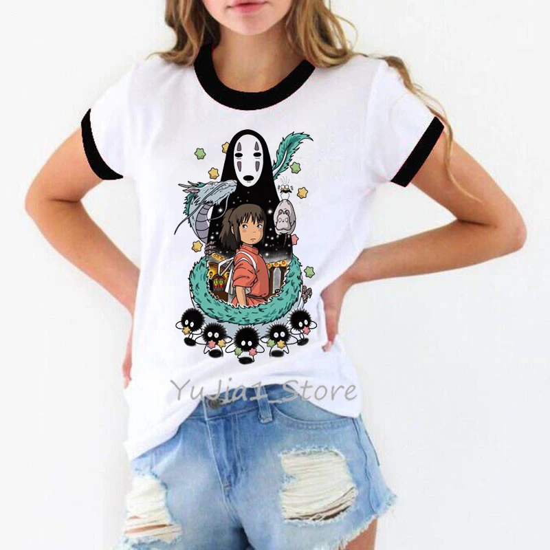

totoro Spirit Away t shirt women Studio Ghibli femme Japanese Anime cartoon tshirt t-shirt Miyazaki Hayao clothes female kawaii