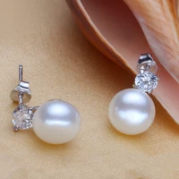really925 pure natural pearl earrings micro inlaid zircon