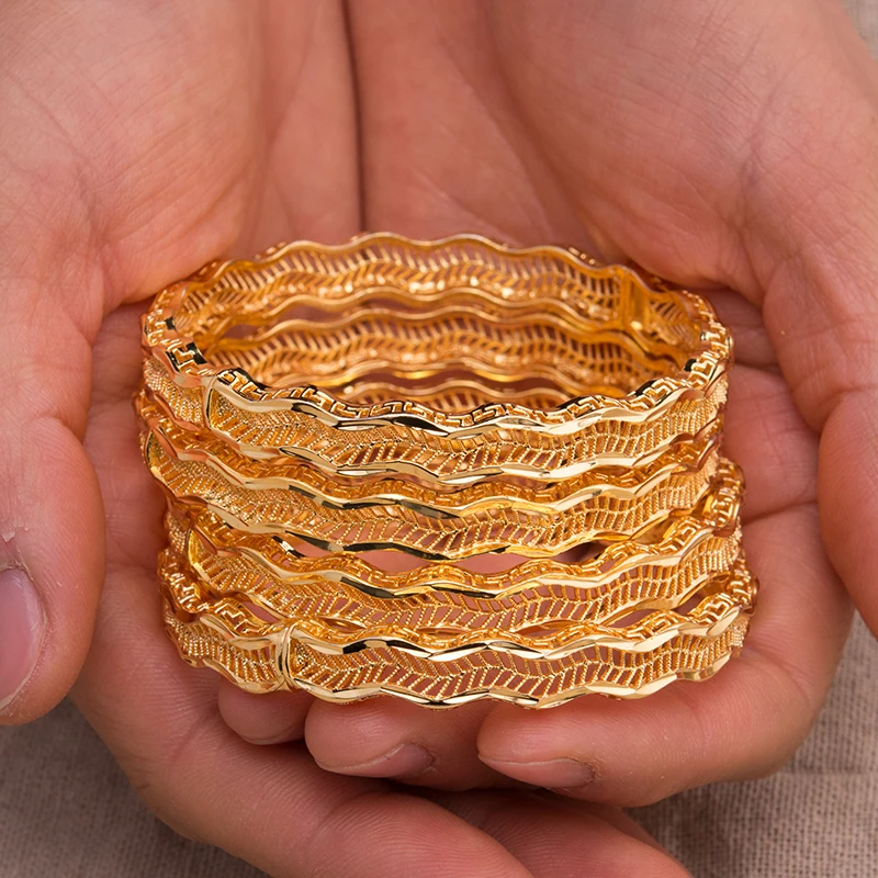 Роскошные эфиопские ювелирные изделия из 24 каратного золота 4 шт. браслеты для