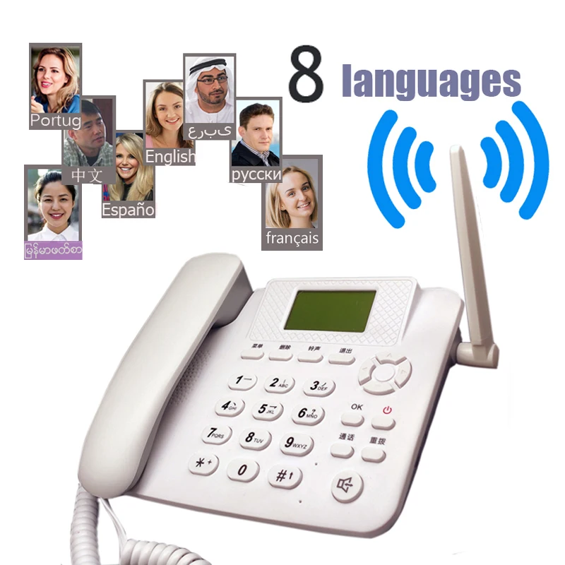 

cordless phone for the elderly GSM Support SIM Card Fixed white French Landline Phone Fixed Wireless Telephone home office house