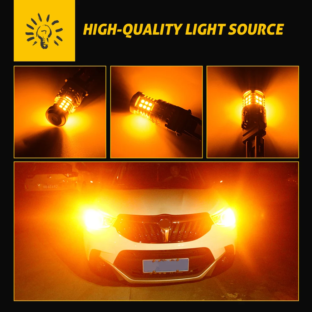 

2pcs Canbus T20 7440 W21W Wy21W LED Bulbs Turn Signal Lights No Radio Noise Hyper Flash No Error 1156 ba15s bau15s PY21W P21W
