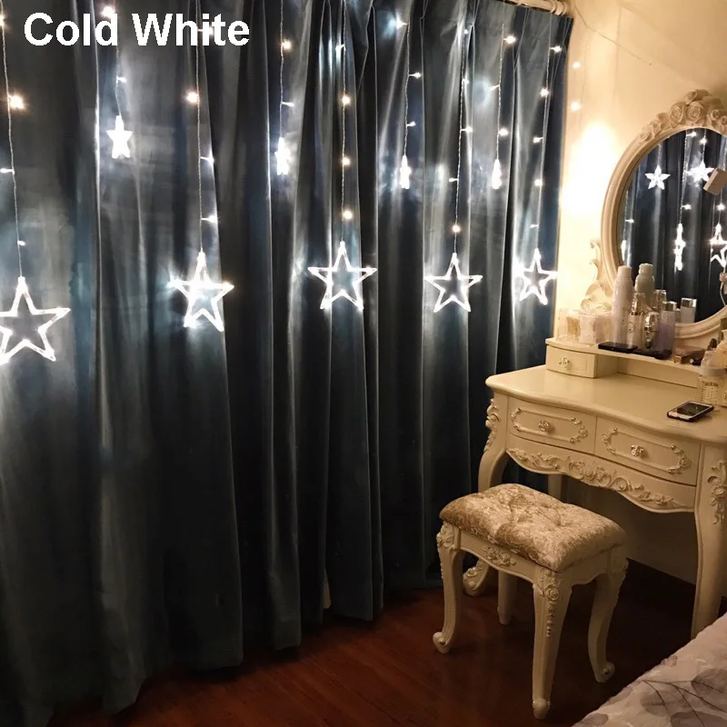 cold white ЕС/США плагин светодиодный Звездный Сказочный свет Рождественская Мерцающая гирлянда-занавес Гирлянда Свет Рождественская наружная Свадебная вечеринка украшение - Испускаемый цвет: cold white