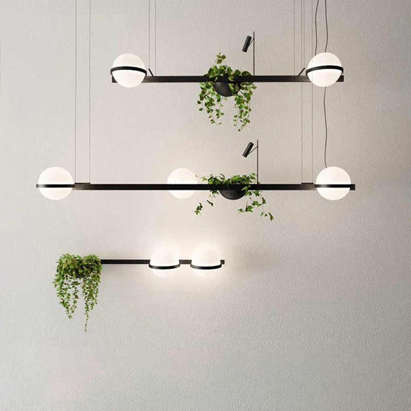 Miglior Nordic Bar Pianta Lampadario Fiori Comodino Creativo Semplice Sfera Di Vetro Noce Musica Lampade Da Pranzo