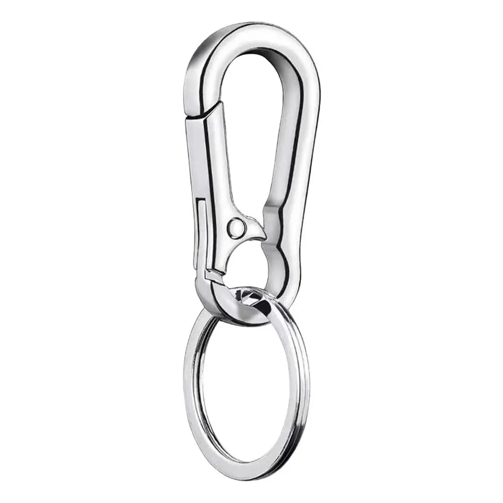 

Stainless Steel Keychain One-Piece Molding Lightweight Material Outdoor Carabiner Climbing Tool Double Ring Car Fishing Keyring