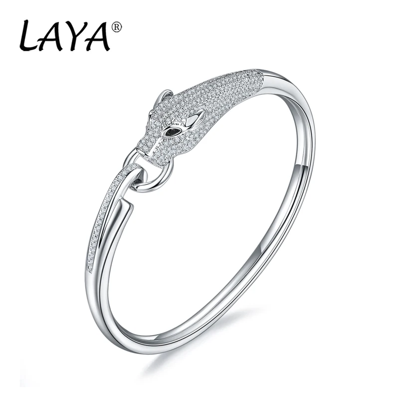 

LAYA 925 Sterling Silver Leopard Head High Quality Zircon Bracelet For Women Punk Party Fine Jewelry Personality Fashion Gift