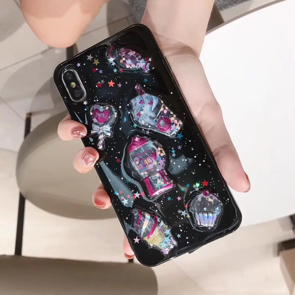 ORYKSZ Lovely Ice cream Phone Case For iPhone 11 Pro Max Cases XR XS X 6 6S 7 8 Plus Glitter Silicon Cover Coque |
