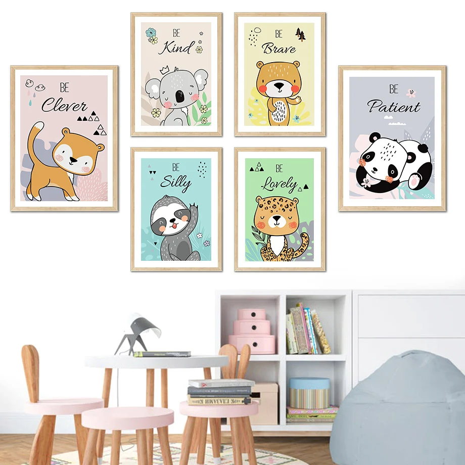 Кала панда Лев Ленивец медведь Леопард цитаты настенная живопись на холсте