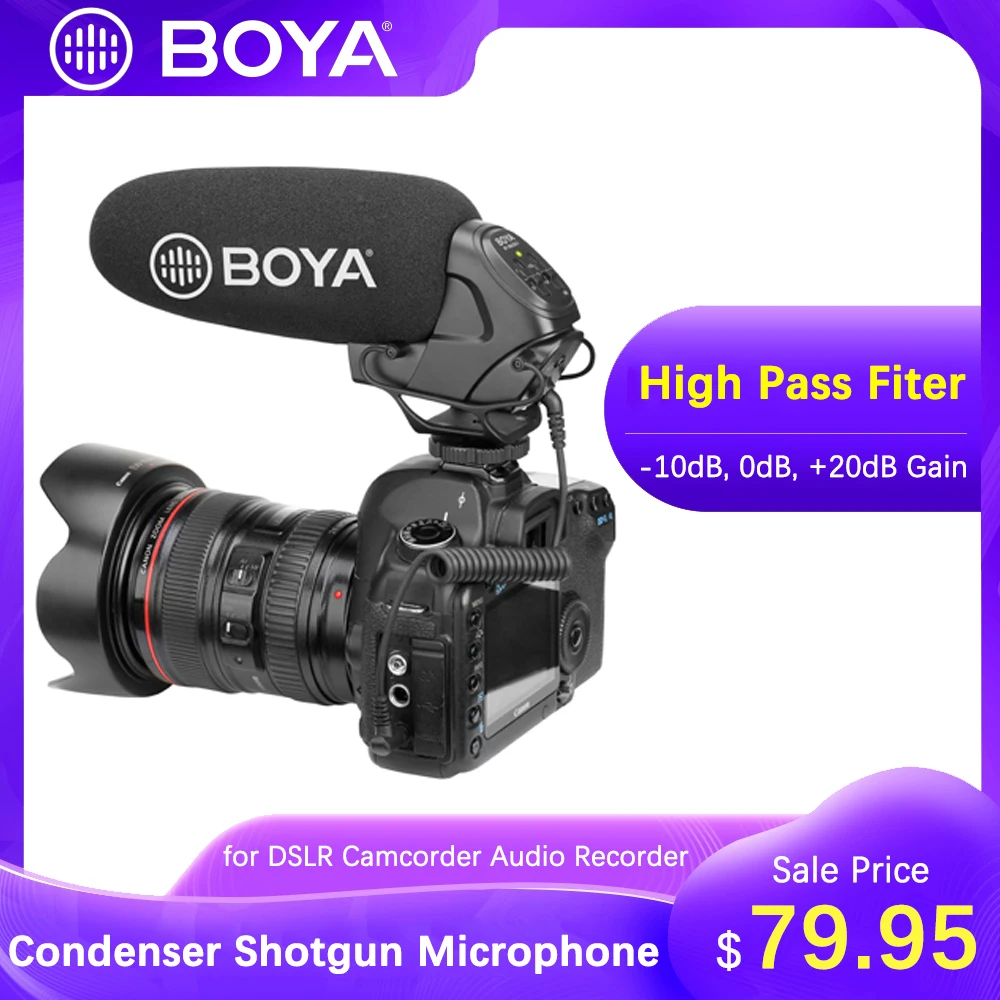 

BOYA Двойной микрофон для камеры Canon EOS Nikon Sony Pentax Panasonic DSLR видеокамера аудио записывающее устройство микрофон
