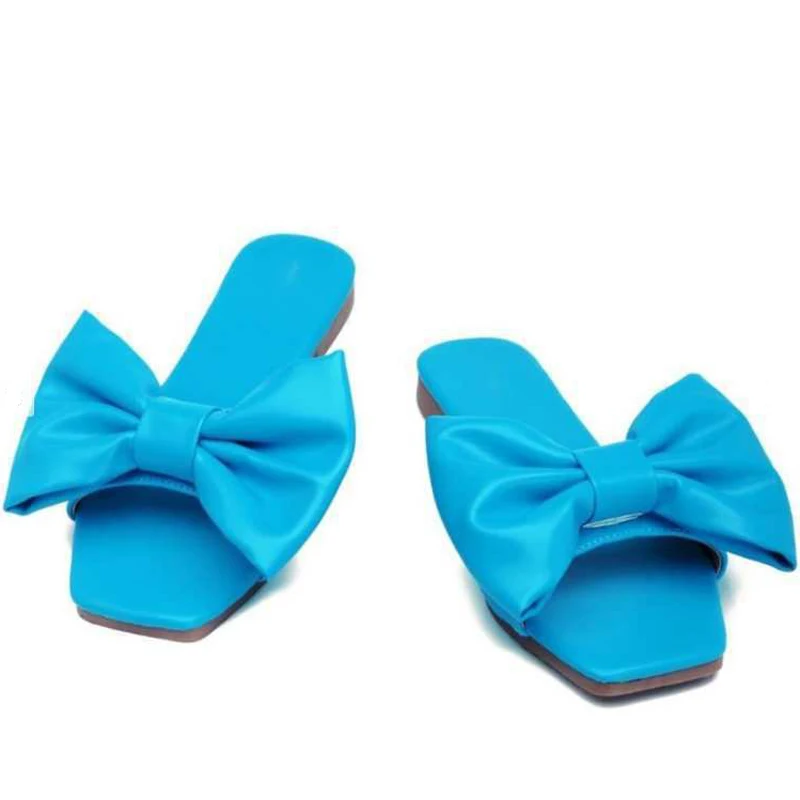 

2020 Women's Slippers Summer Flat Bottom Open Toes Female Shoes Fashion Butterfly-knot Muiticolor Outdoor Beach Woman Sandals