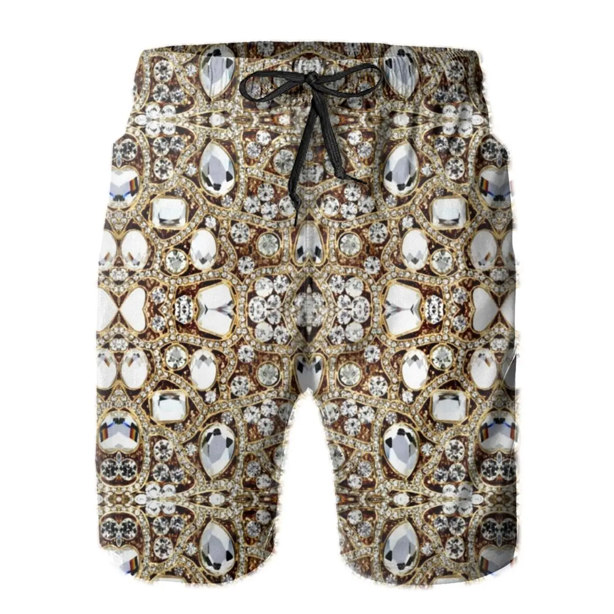 

Mens Pants Champagne Gold Rhinestones Surfing Beach Board Swim Trunks Sport Quick Dry Mesh Casual Casual Retro Short for Adult