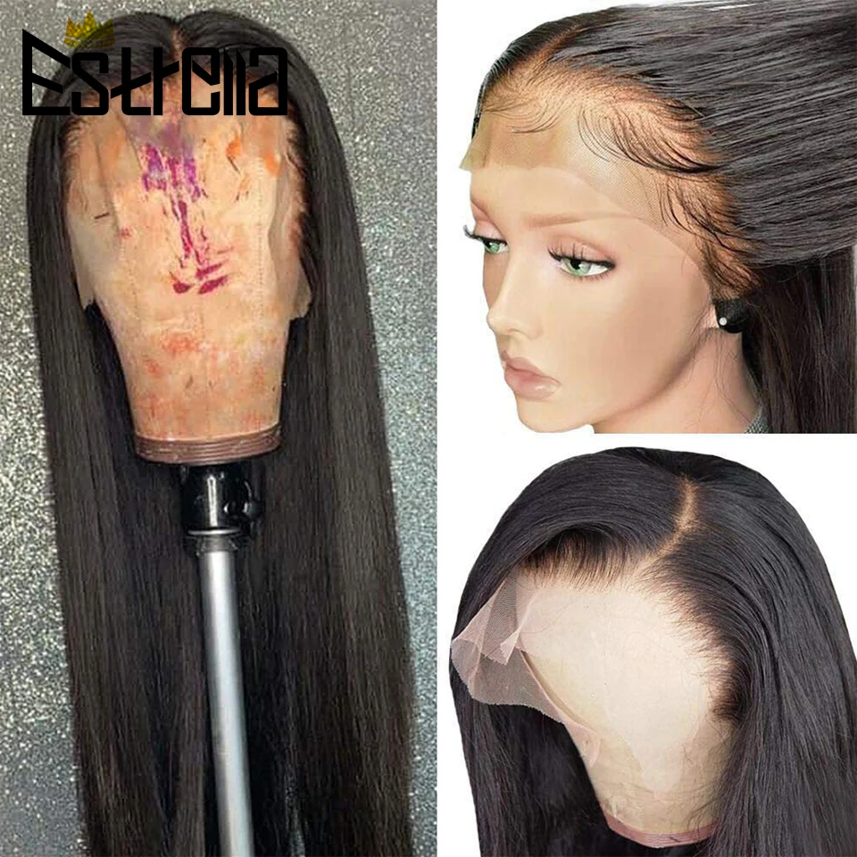 Парики из прямых человеческих волос перуанские безклеевые 13x6 передний парик на