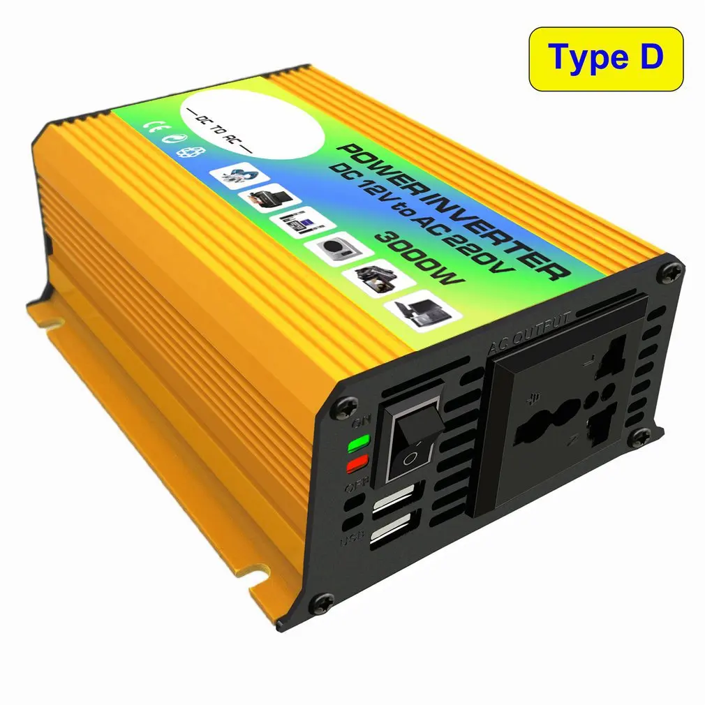 

New Car Conversion Inverter LED Display Dual USB Yellow 6000W 4000W 3000W Inverter 12V-220V Multiple Protection