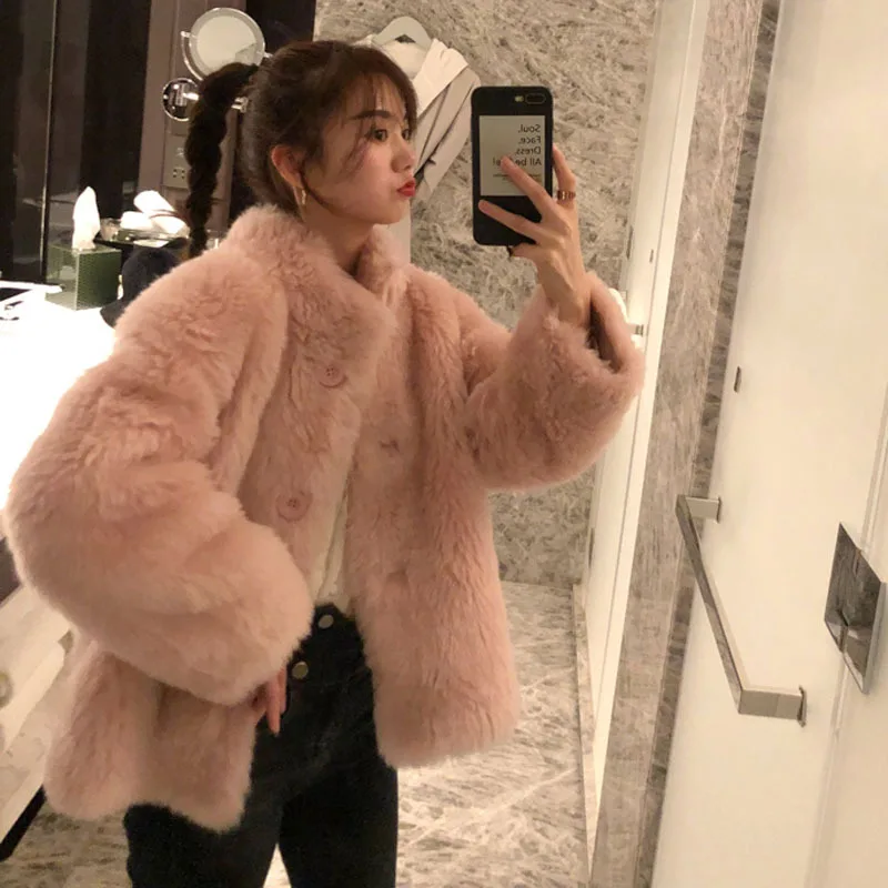 Cotday свободного покроя с О-образным вырезом горловины оторочка из овечьей шерсти