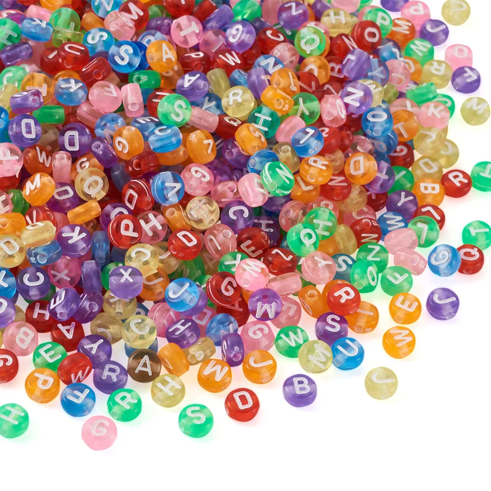 

1 Bag Acrylic Flat Round Letter 7x4mm Transparent Alphabet A-Z Spacer Beads for DIY Carfts Necklace Bracelet Jewelry Making
