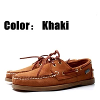 men genuine nubuck leather docksides classic boat shoesmen designer sneakers for hommme femme khaki loafers y039