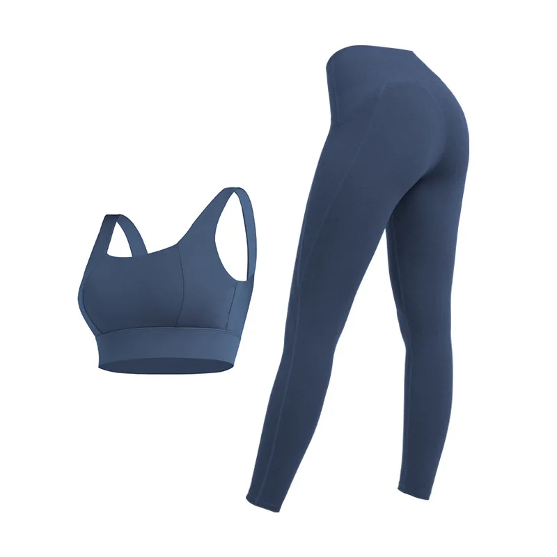 

Cross-Border Shockproof Beautiful Back Sports Underwear Lulu Nude Yoga Pants Casual Running Sports Suit Women
