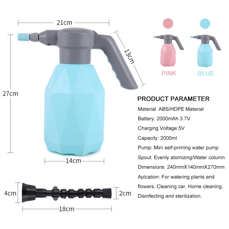 

2L Electric Garden Sprayer Waterproof Handheld Automatic Plant Watering Can Bottle Garden Sprayer Bottle for Gardening Watering