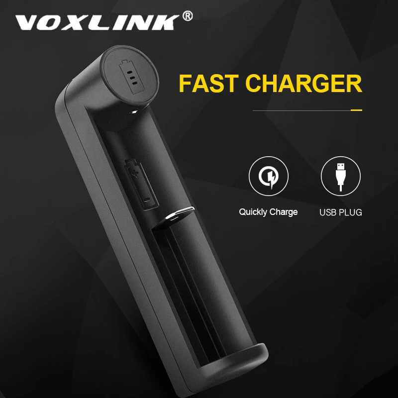 Умное зарядное устройство VOXLINK 1 слот USB 18650 26650 18350 32650 21700 26700 26500 для литий ионных