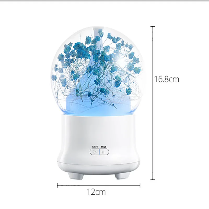 

Mini Air Humidifier Preserved Fresh Flower Essential Oil Aroma Diffuser Ultrasonic With Changing Night Light