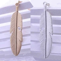 fashion new simple long metal leaf feather necklace retro pendant necklace can match sweater