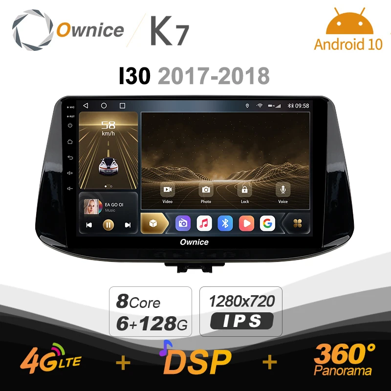 

K7 Ownice 6G+128G Android 10.0 Car Radio For Hyundai I30 2017 2018 Multimedia DVD Video 4G LTE GPS Navi 360 BT 5.0 Carplay