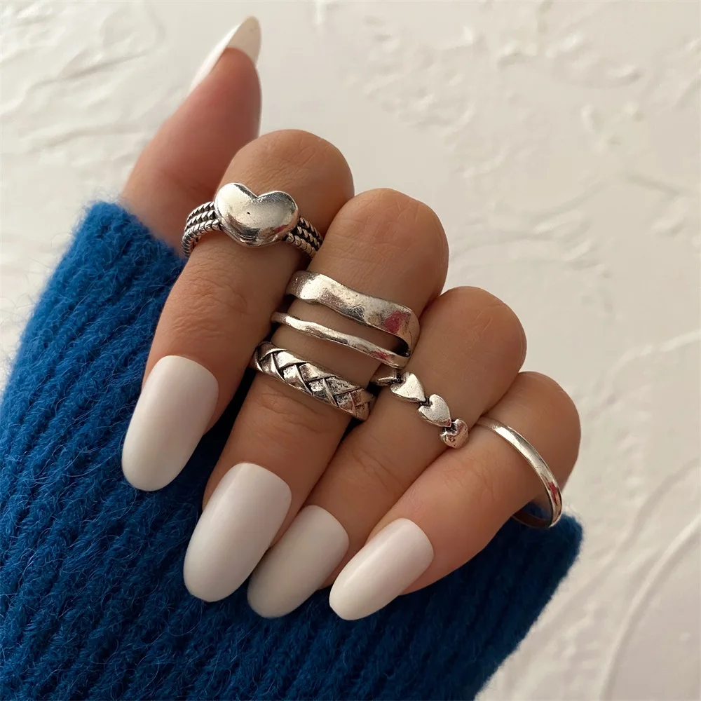 5 шт. винтажный Готический набор колец для влюбленных мульти Ele Мужской комплект