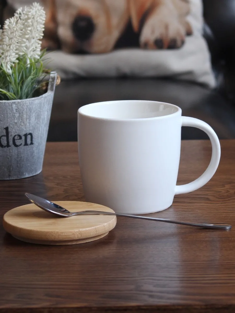 Керамическая кружка с покрытой ложкой для пар кофе чашка из молочной стали офис