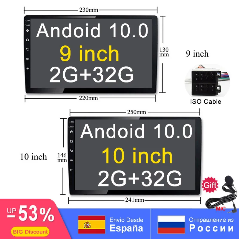 9 10 дюймов Android 8 1 2G + 32G RDS gps навигация Мультимедиа dvd плеер Bluetooth wifi MirrorLink OBD2