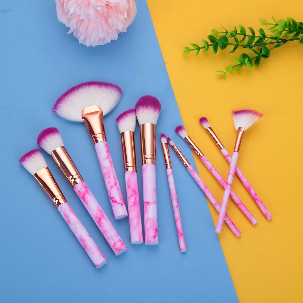 Набор кистей для макияжа с мраморной печатью набор лица основы губ и глаз