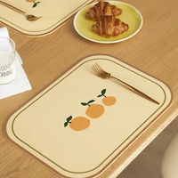 2 pcs leather western placemat simple placemat heat insulation anti scald mat household waterproof printing placemat