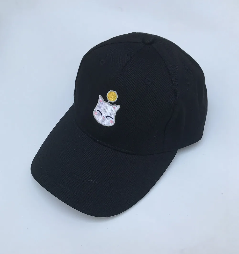 Final Fantasy XIV FF14 Moogle Cosplay Embroidery Hat Black Baseball Cap | Аксессуары для одежды