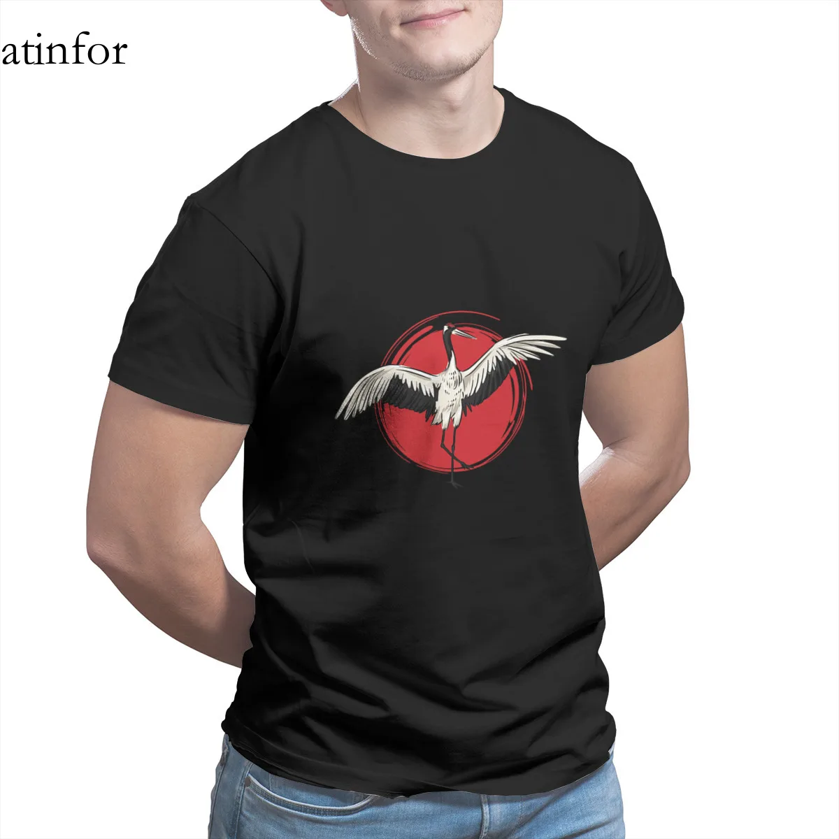 

Tai Chi Crane T-Shirt Print Fashion Sleeve Streetwear Tops top quality Plus Size Clothing 17460